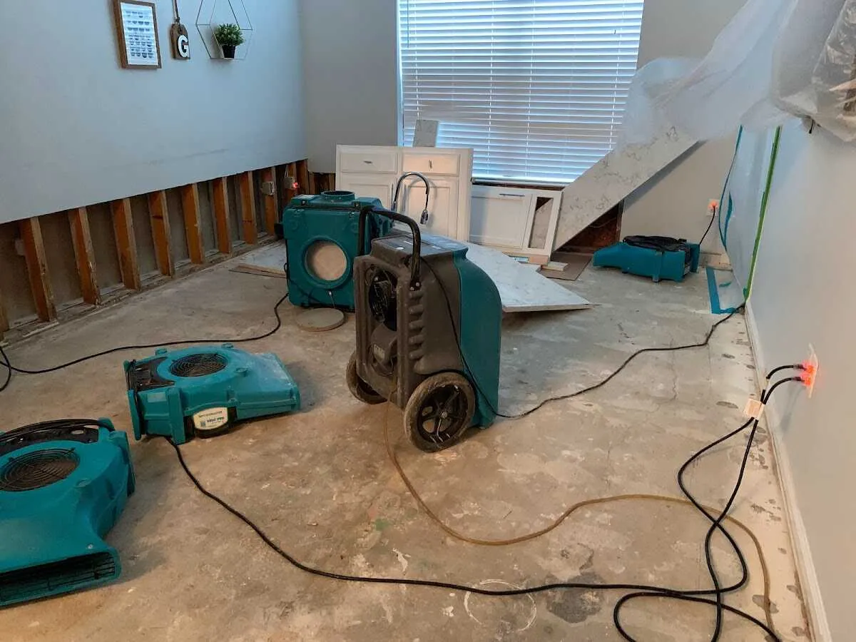 Dehumidifier in flood-cut room for Water Extraction & Removal in Coalinga